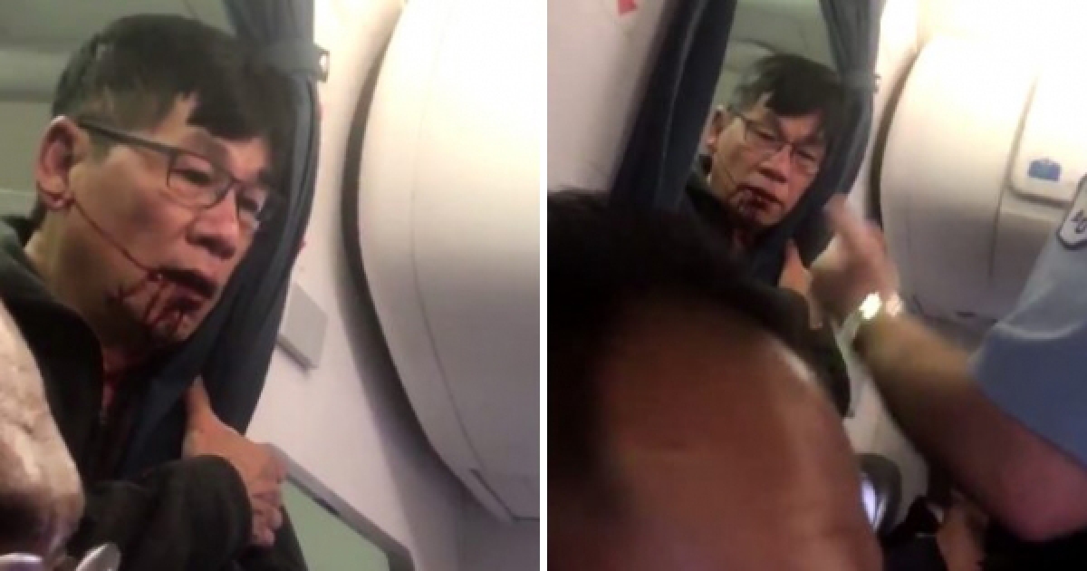美國航空強拖華裔男下飛機事件再曝光新現場影片，他流著血無助地說「殺了我」…