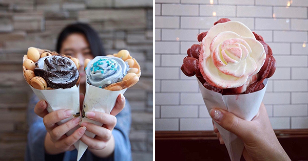 美國超夯「雞蛋仔+玫瑰花冰淇淋」迸出冰火雙重滋味，繽紛撞色搭配讓人少女心大爆發啊！
