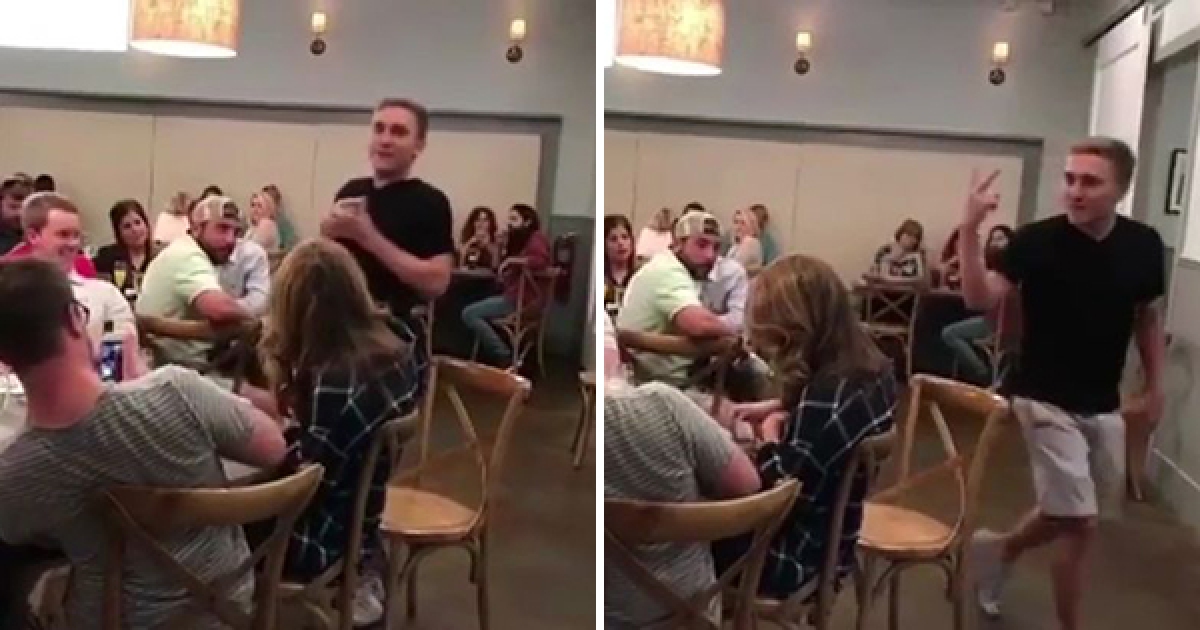 男子在餐廳說出「愛的誓言」讓人以為要求婚，但下一秒公開「對方劈腿真相」害女友尷尬到爆炸！