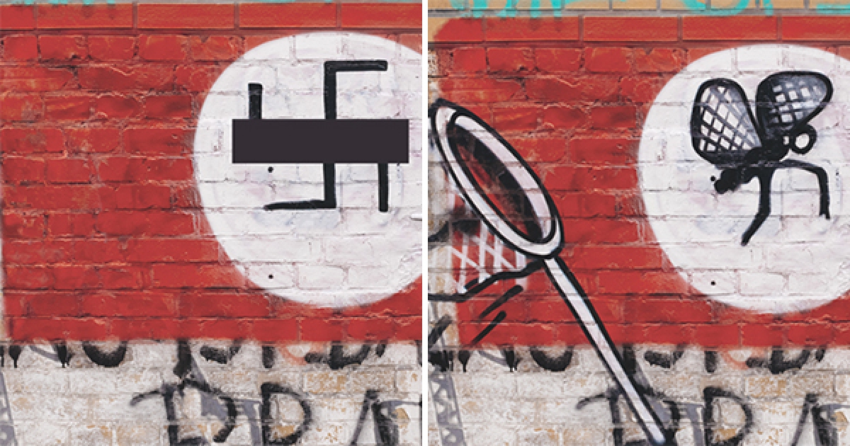 激進份子在德國牆上畫滿「納粹圖樣」　但藝術家聰明「轉換成逗趣塗鴉」治癒整個國家