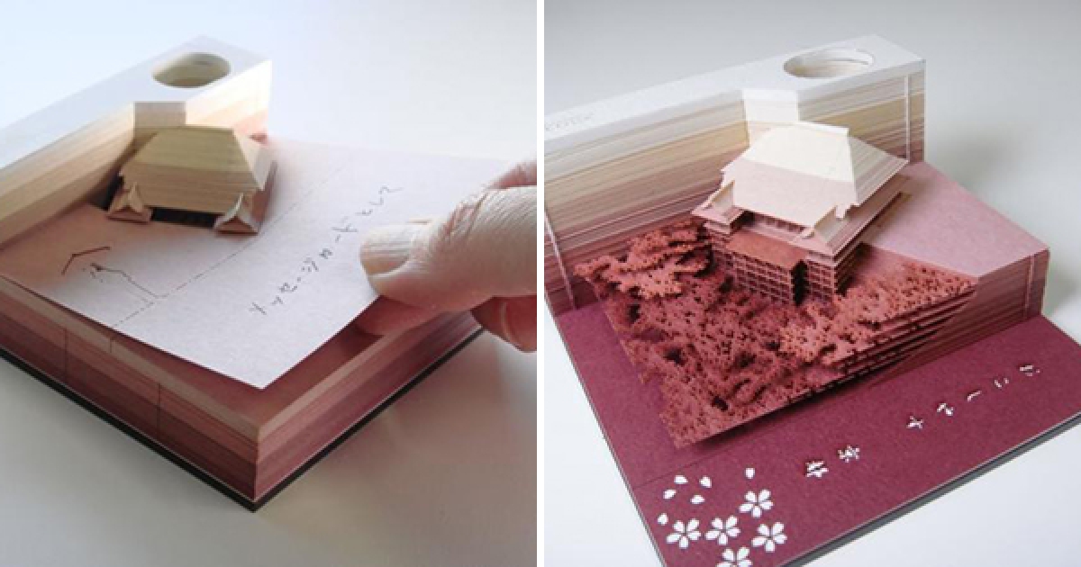 伴手禮拜託買這個！　日本「紙雕便條紙」撕每一張都是驚喜　最後現出「超凡精緻模型」美哭