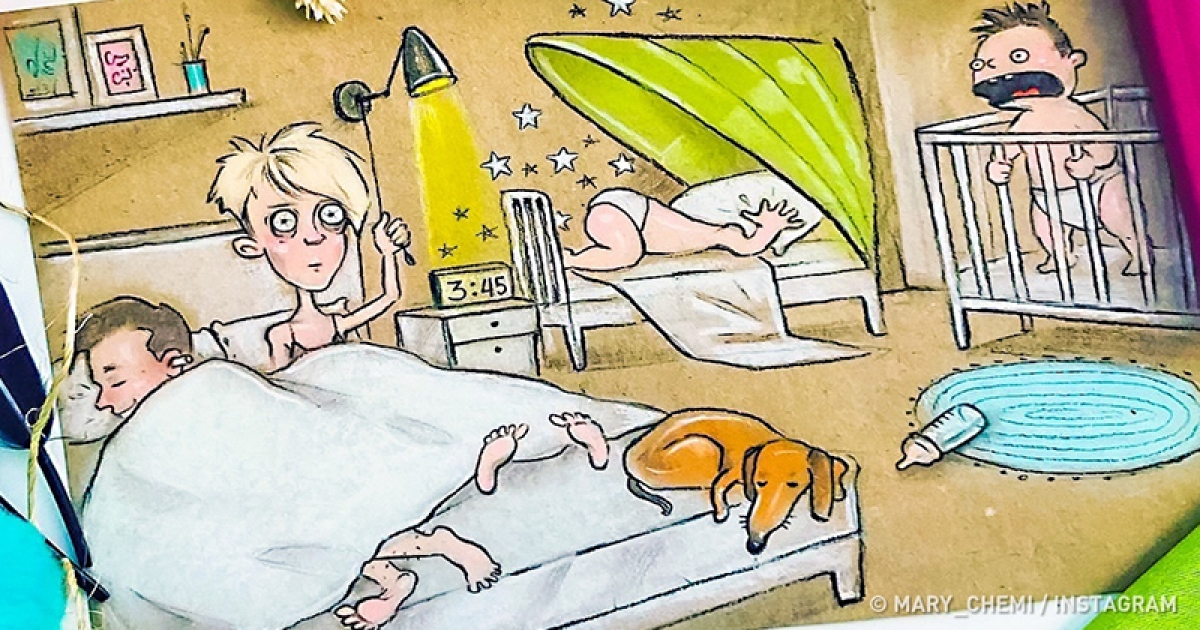 媽媽畫出超寫實的「顧寶寶日常」　家長一看都含淚表示：超中肯