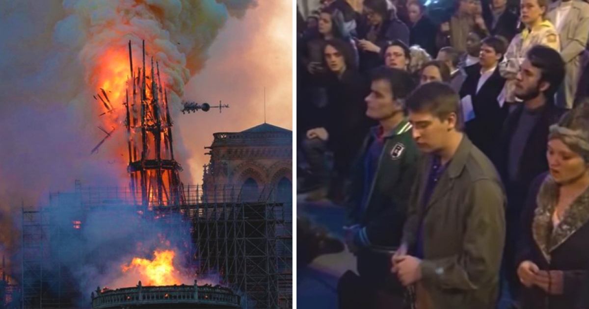 法國民眾全程目睹「巴黎之心」聖母院燃大火　無助跪下齊唱「聖母頌」
