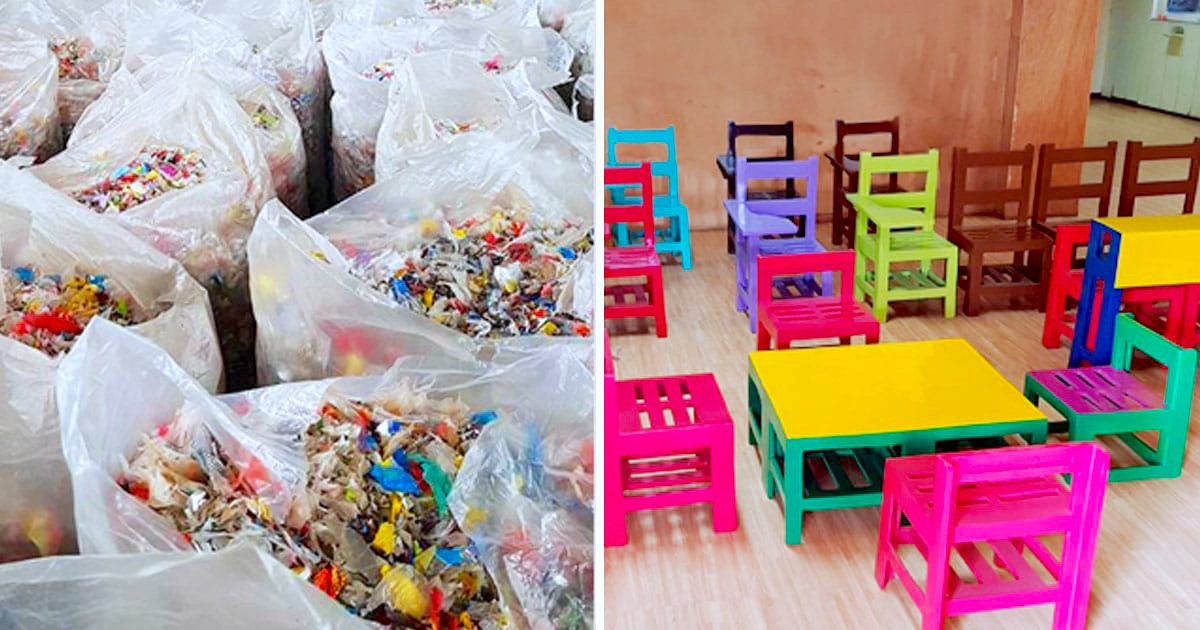 垃圾讓學童能夠念書了！　工程師用「回收塑膠」做課桌椅…網讚嘆：太實用