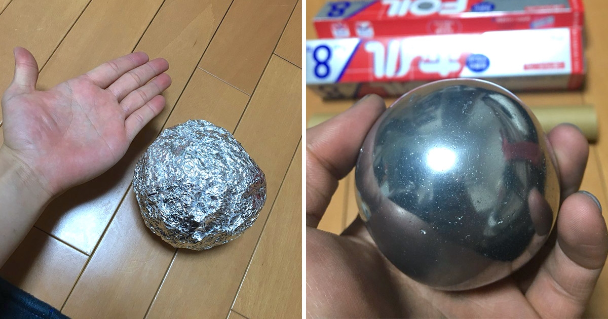 日本網友嗨玩「鋁箔紙變鋁箔球」　他在家實測…真的做出一顆超閃亮的