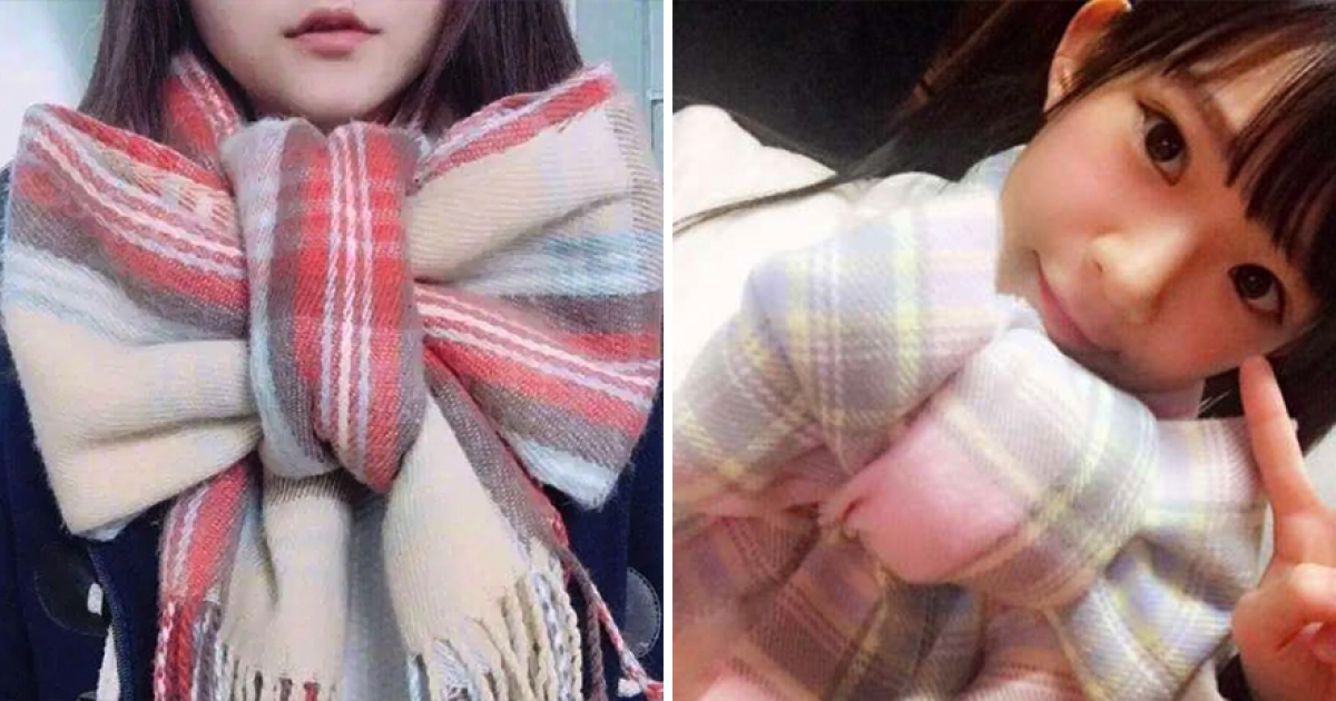 30秒學會！日本流行「最萌蝴蝶結圍巾」讓臉變小　冬季也可以耍可愛