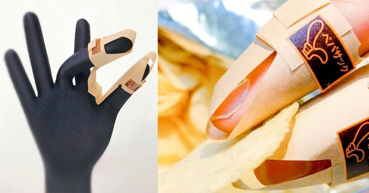 不用筷子了！日本人發明「一次型洋芋片指套」　能調指圍不再怕油膩膩～