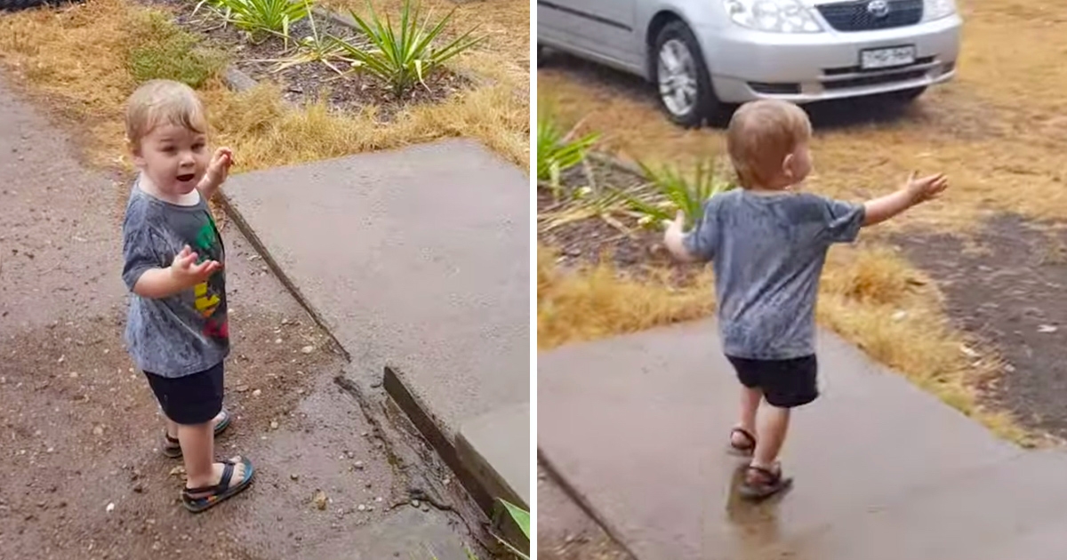 喜降甘霖！澳洲1歲半男孩「人生初見下雨」　開心到雨中漫舞