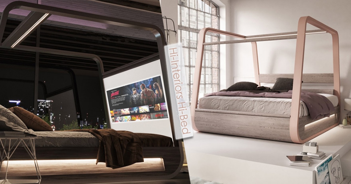 躺下去就不想起來！義大利設計「懶人智慧床」　4K大螢幕助耍廢一整天