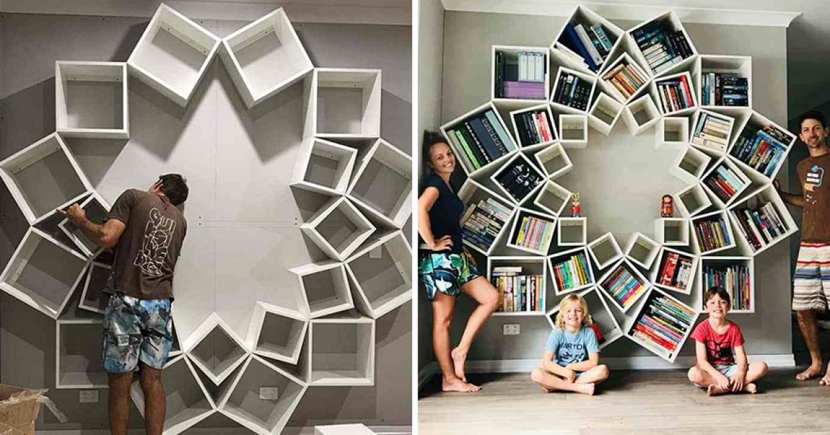 無聊書房變魔幻空間！神人爸媽DIY「漂浮書櫃」　小孩被吸引到愛上看書