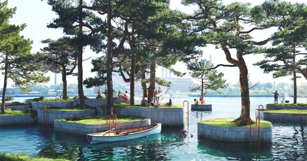 好想朝聖！丹麥建超夢幻「浮島公園」　9座漂浮小島「野餐、策展都方便」：上面還有咖啡廳！