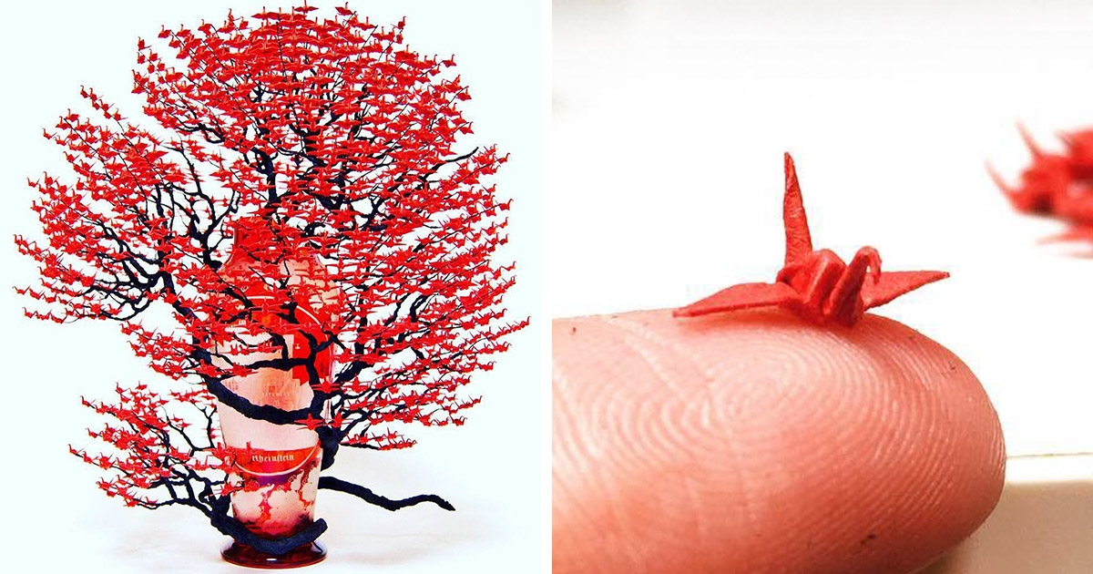 盆栽上的居然不是葉子　職人巧手摺出「1000隻迷你紙鶴飛舞」祈福求平安